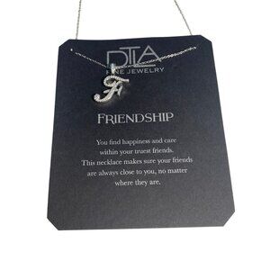 Dtla Friendship Initial F Necklace W/ Inspirational‎ Quote Card Silver